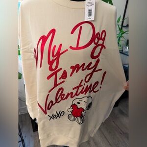 Peanuts Snoopy Cream Sweatshirt with Red Valentine's Print